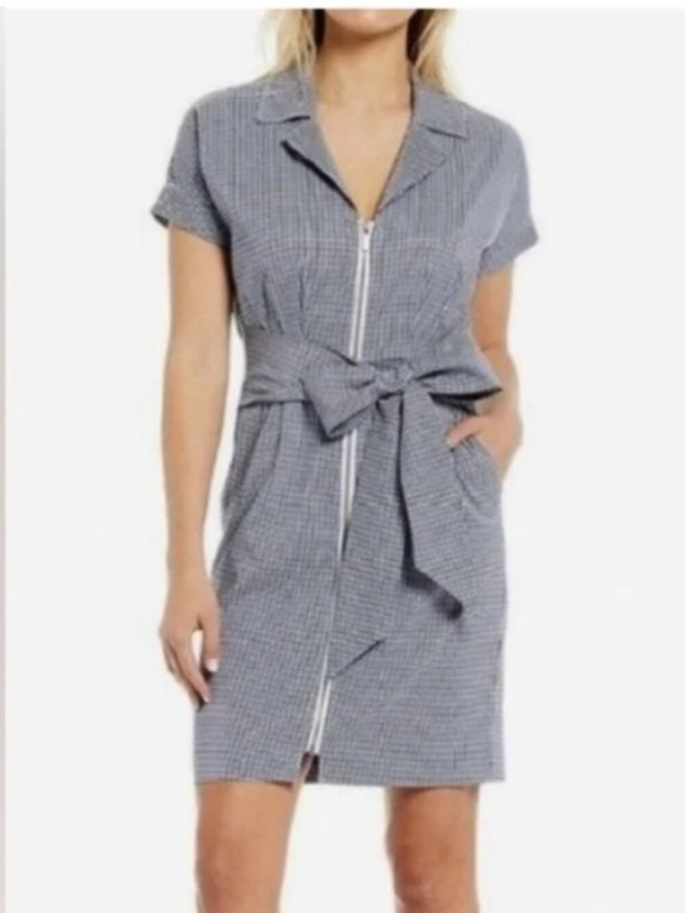 LDT Blue Gingham Courtney Zip Dress